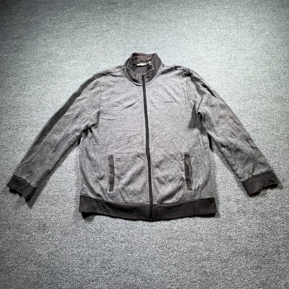 Calvin Klein Track Jacket Mens Large Charcoal Gray Full Zip Casual Athleisure